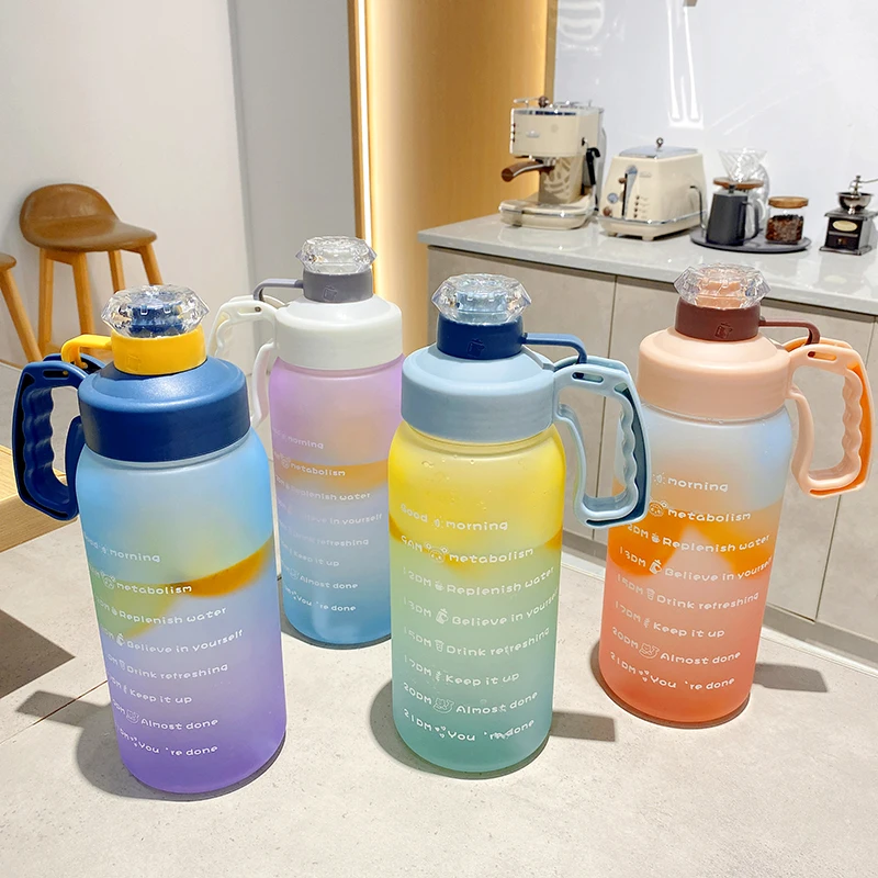 Бутылка для воды большой емкости с соломинкой милая бутылка bo1. на 7 л/128 унций (полная) галлонов меткой времени и герметичной