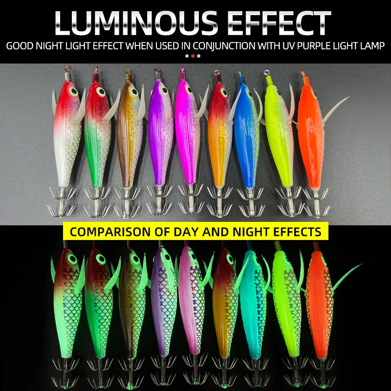 Horizontal Squid Jigs Luminous Simulation Squid Jig Hook Octopus Cuttlefish Fishing Bait Sea Fishing Tackle