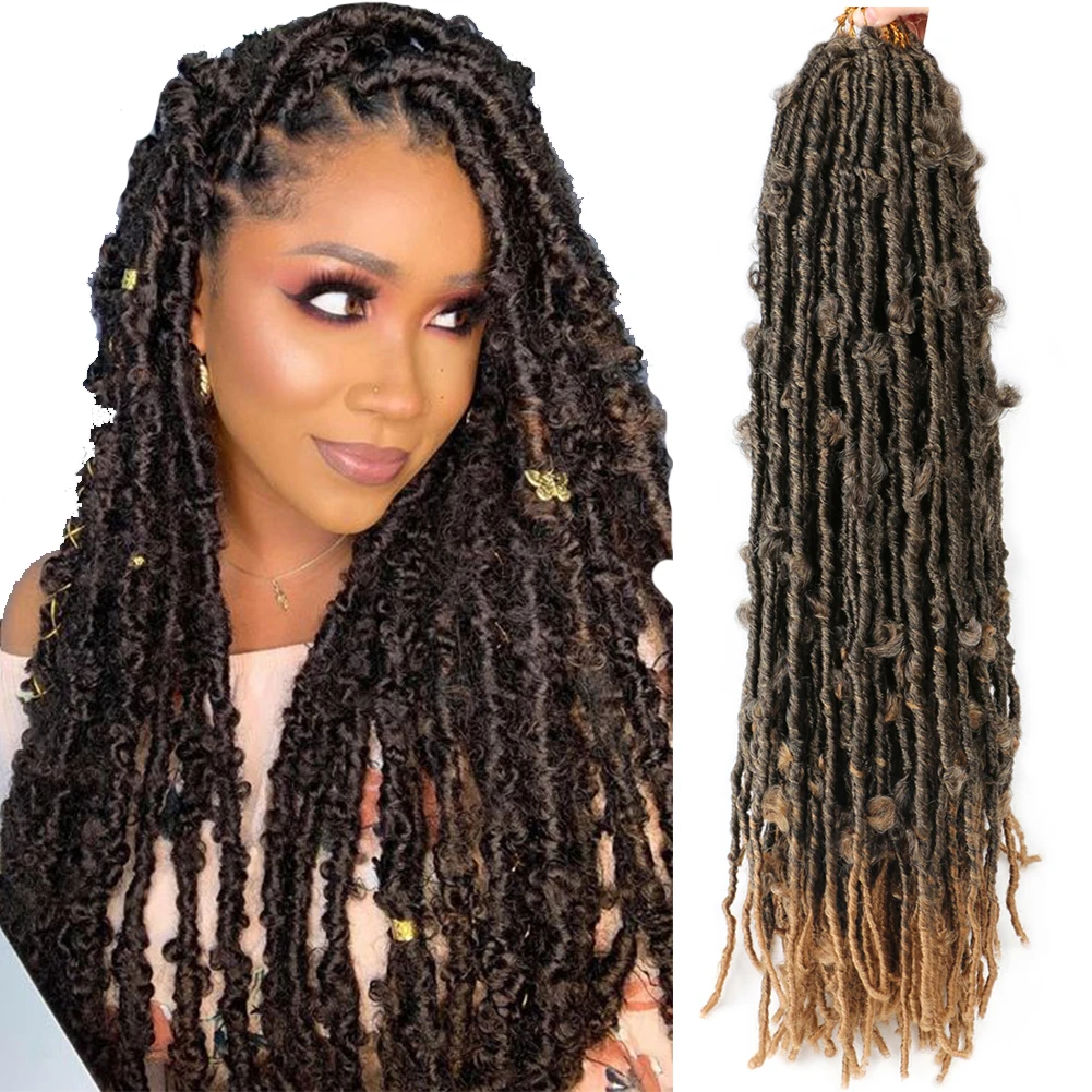 Мягкие вязаные крючком косички, синтетические волосы, натуральные спутанные бабочки, локоны, вязаные крючком волосы для женщин