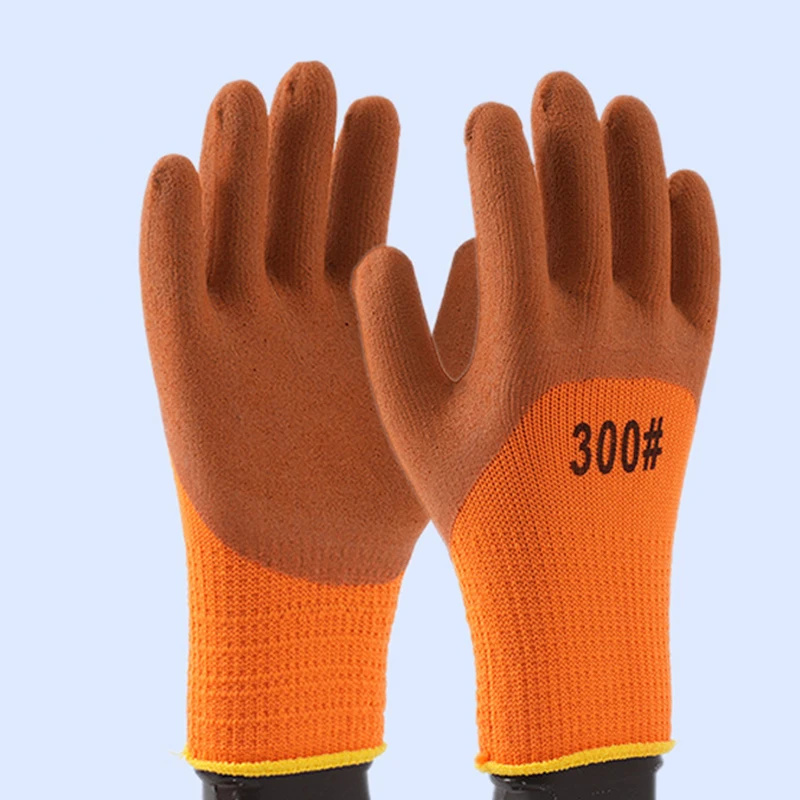 Construction industrial gloves  300# large  Contton Material latex coated  Keep Warm  Winter Safety Working Hand Gloves