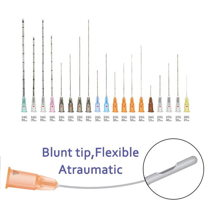 16G100MM 14G90MM Disposable HA fillers injection micro blunt cannula tip needle 14g 16g 18g 21g 23g 25g 27g 30g