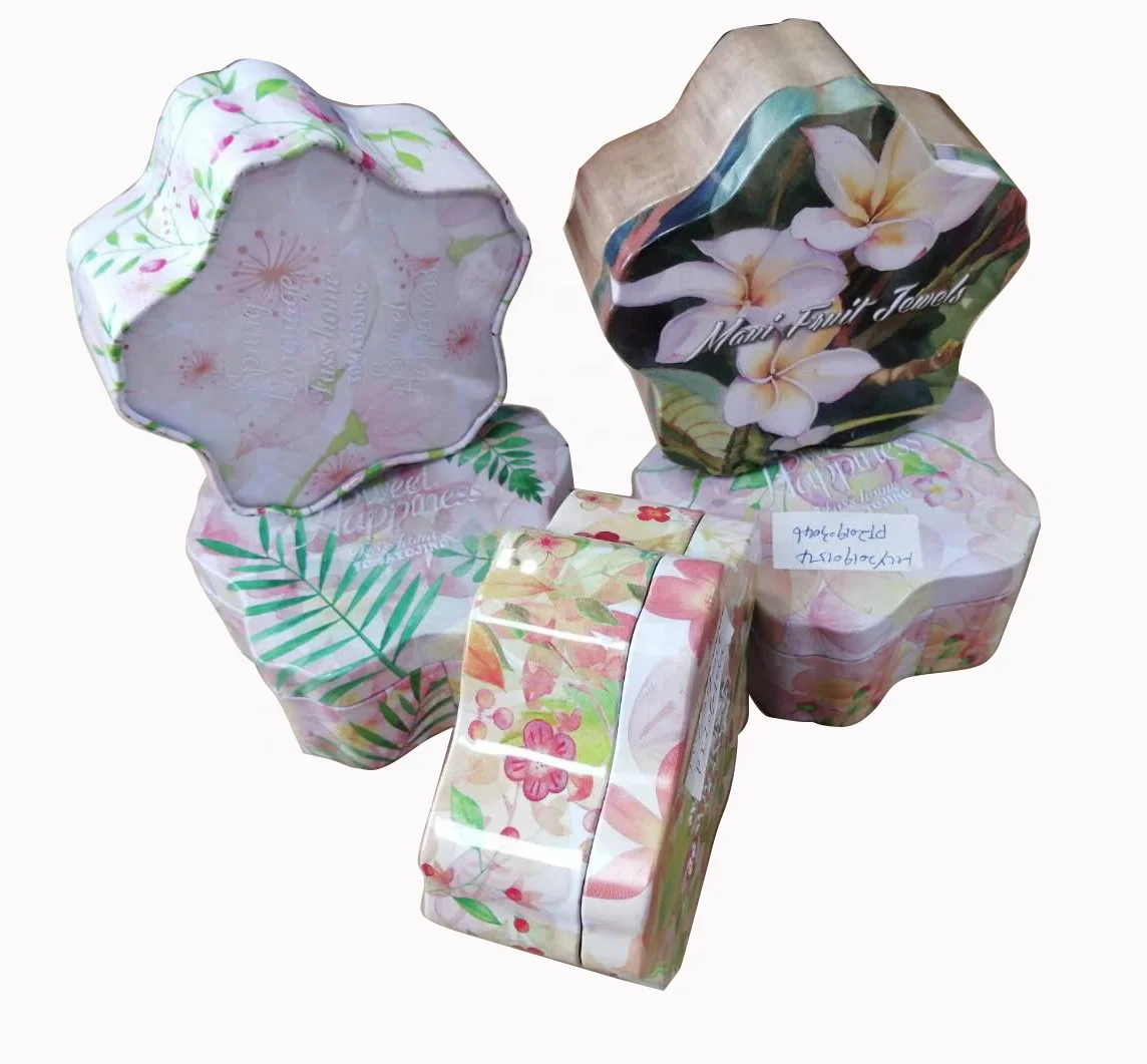 Xmas flower shaped  wedding favor sugar candy metal  tin boxes