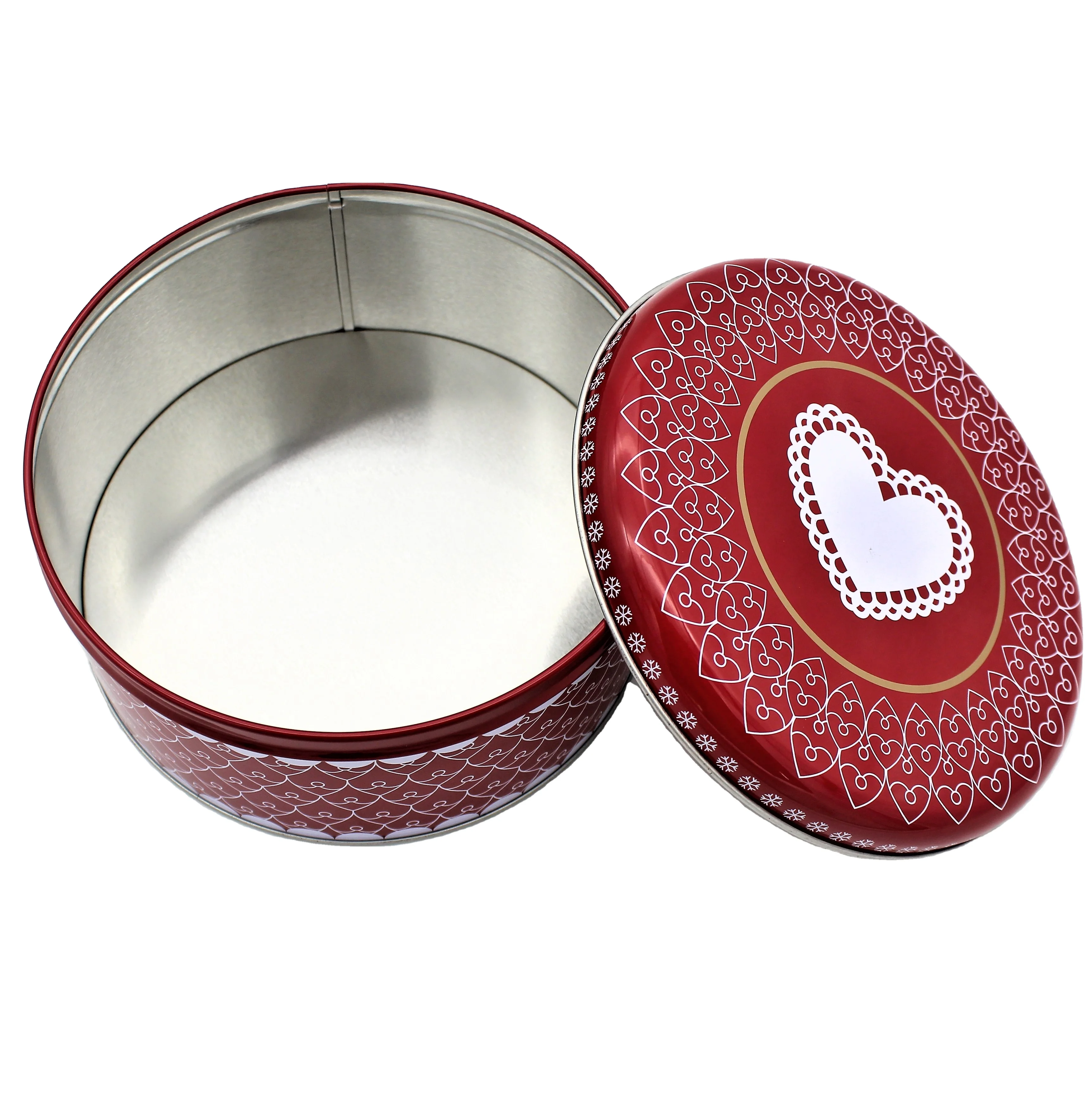 Beautiful Appearance Round Tea Gift Box Christmas Tin Cans For Cake Cookies