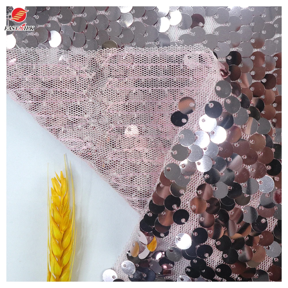 Fashion Multicolor textiles reversible gold mesh fabric sequin fabrics with sequins wedding dress glitter fabric