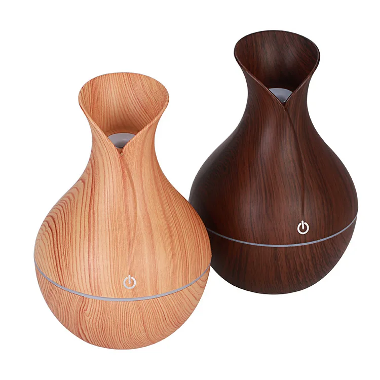 Best Sellers Home Appliances Unique 130ML 7 LED Colors Wood Flower Vase Oil Diffuser Cool Mist Humidifier