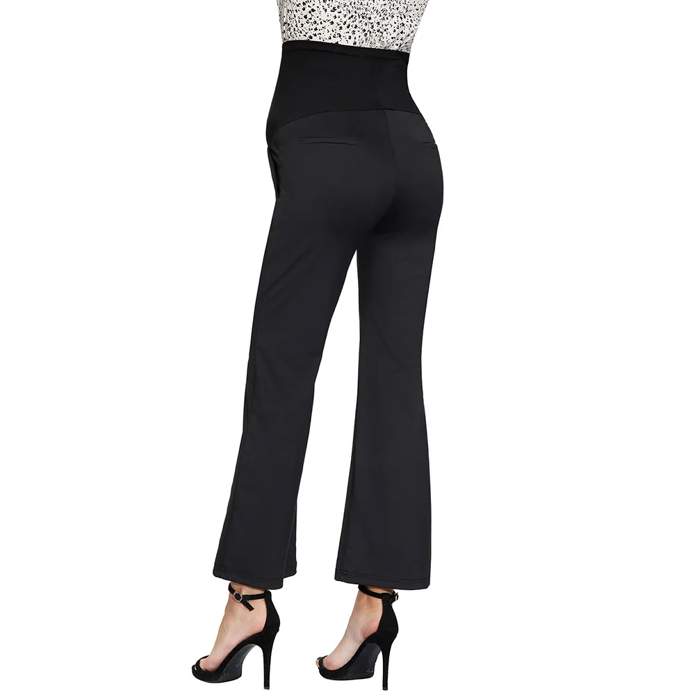 MCS02024 Maacie Women Maternity Over-the-belly Pants Trousers With Pockets Wide Legs