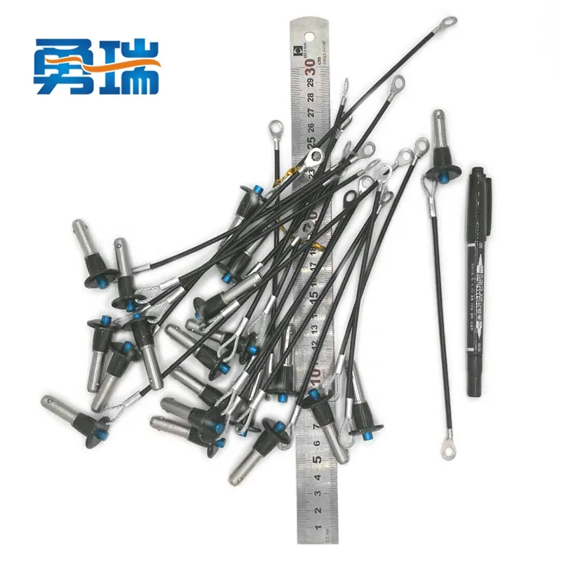 Plastic coated 2mm steel cable with threaded rod screw wire and press studs metal