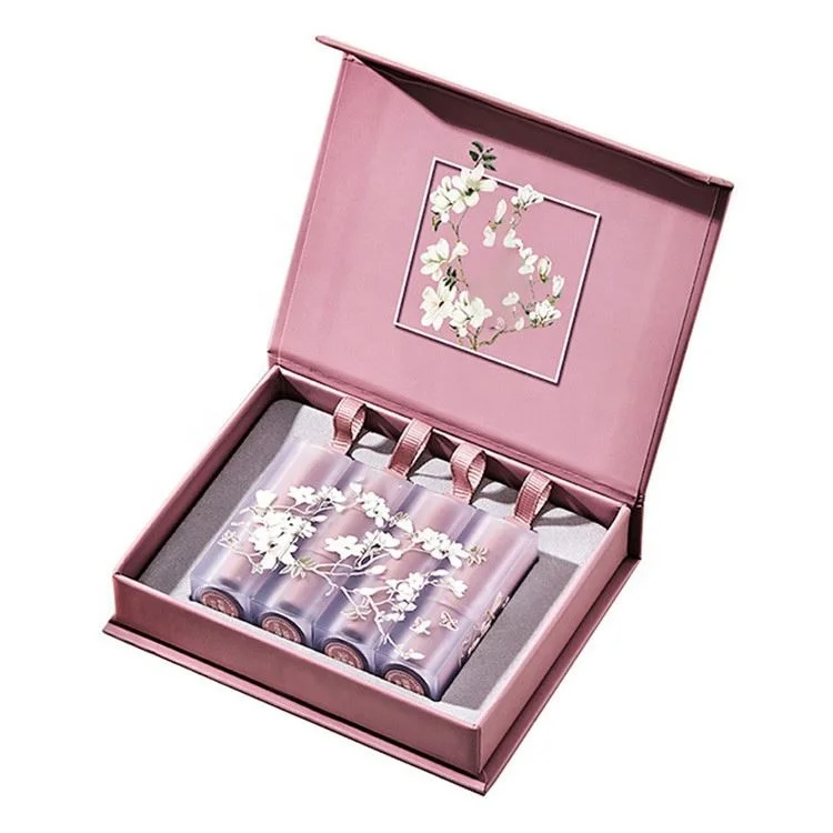 Макияж для губ с цветочным принтом Shimmer губная помада Custom Gift коробка матовая 4 вида