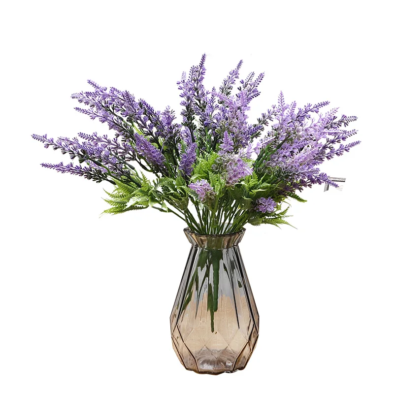 Simple Design Plastic Branches Artificial Purple Lavender Office Desktop Decoration Artificial Flowers
