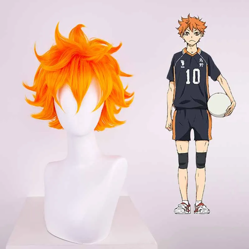 Haikyuu Hinata Shoyo Short Orange Cosplay Wigs  Synthetic Anime Heat Resistant Hair