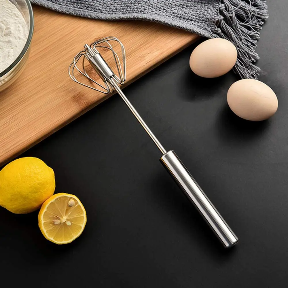 Stainless Steel Eggbeater Rotating Semi-Automatic Eggbeater Baking Tools Manual Stainless Steel Kitchen Whisk Mixer Hand Whisk