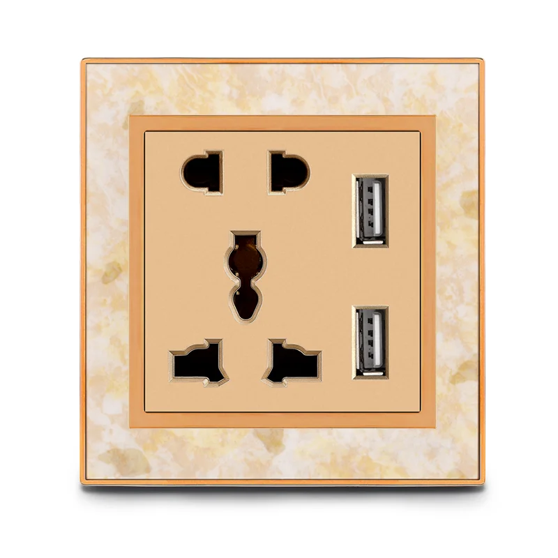 New design smart electric wall switch and socket with neon light usb switch cable 2 pin