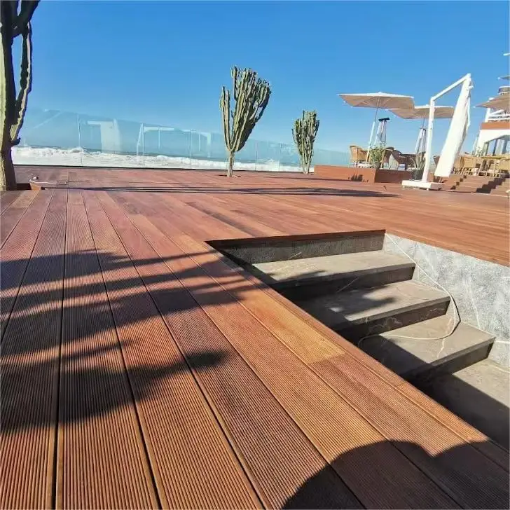 Anti Slip Waterproof Terrace Decking Wood Grain Embossing Outdoor bamboo Flooring Wood Composite Decking