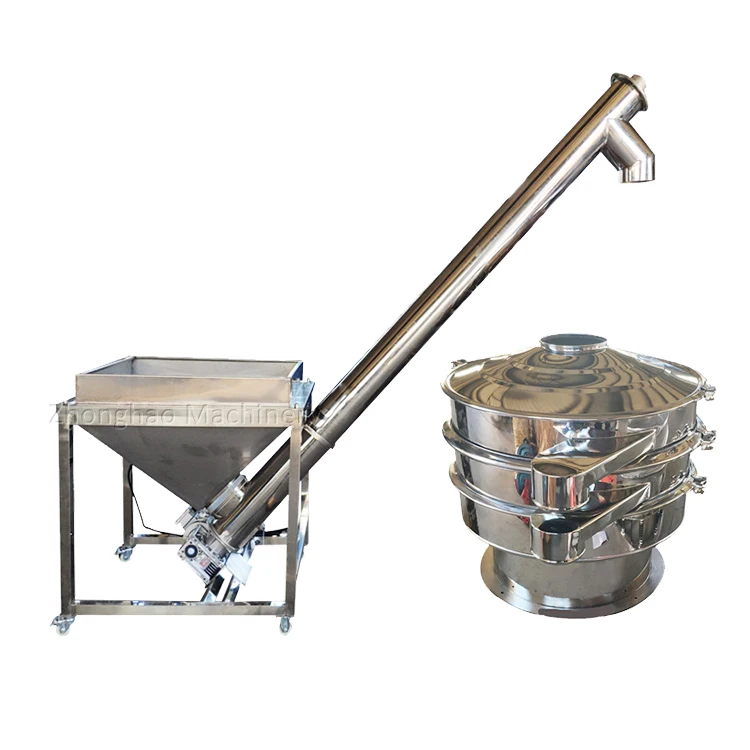 Inclined screw feeder conveyor machine with hopper