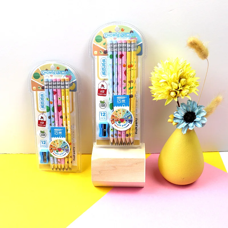 OEM 2.2mm high strength HB pencil lead triangular basswood pencil with eraser tip