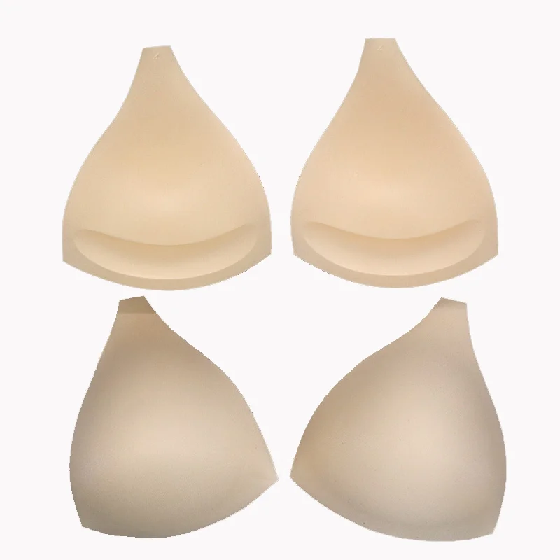 white nude Triangle deep V shape swimwear bikini breathable push up bra pads