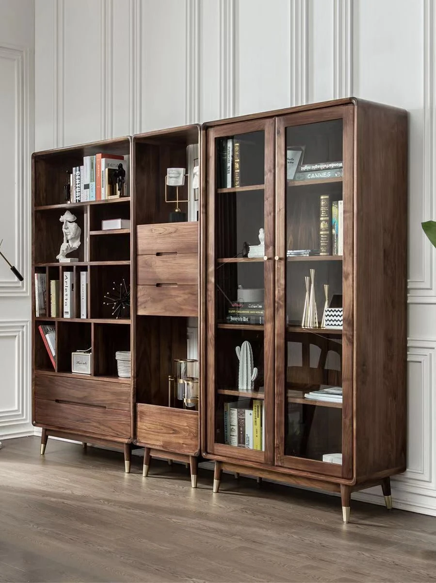 Modern minimalist design style solid color can be combined with custom bedroom storage cabinet solid wood bookcase