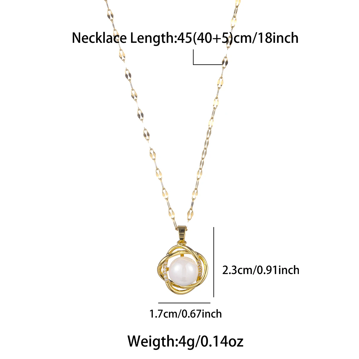 MJ Delicate Niche Fashionable Imitation Pearl Waterproof Stainless Steel Gold Plated Pendant Necklace For Women Men Jewelry