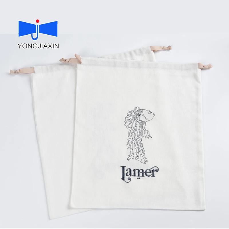 Wholesale Custom Logo Large Canvas Linen Drawstring Envelope Shoe Purse Dust Bags For Handbags Luxury Cotton Dust Packaging Bag