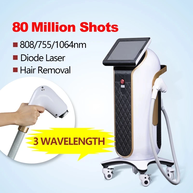 High power diode laser 755nm/808nm/1064nm 3 wavelength diode laser hair removal machine