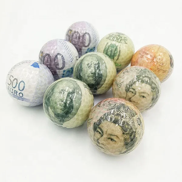 money golf ball printing money pattern on golf ball simulation gift golf ball