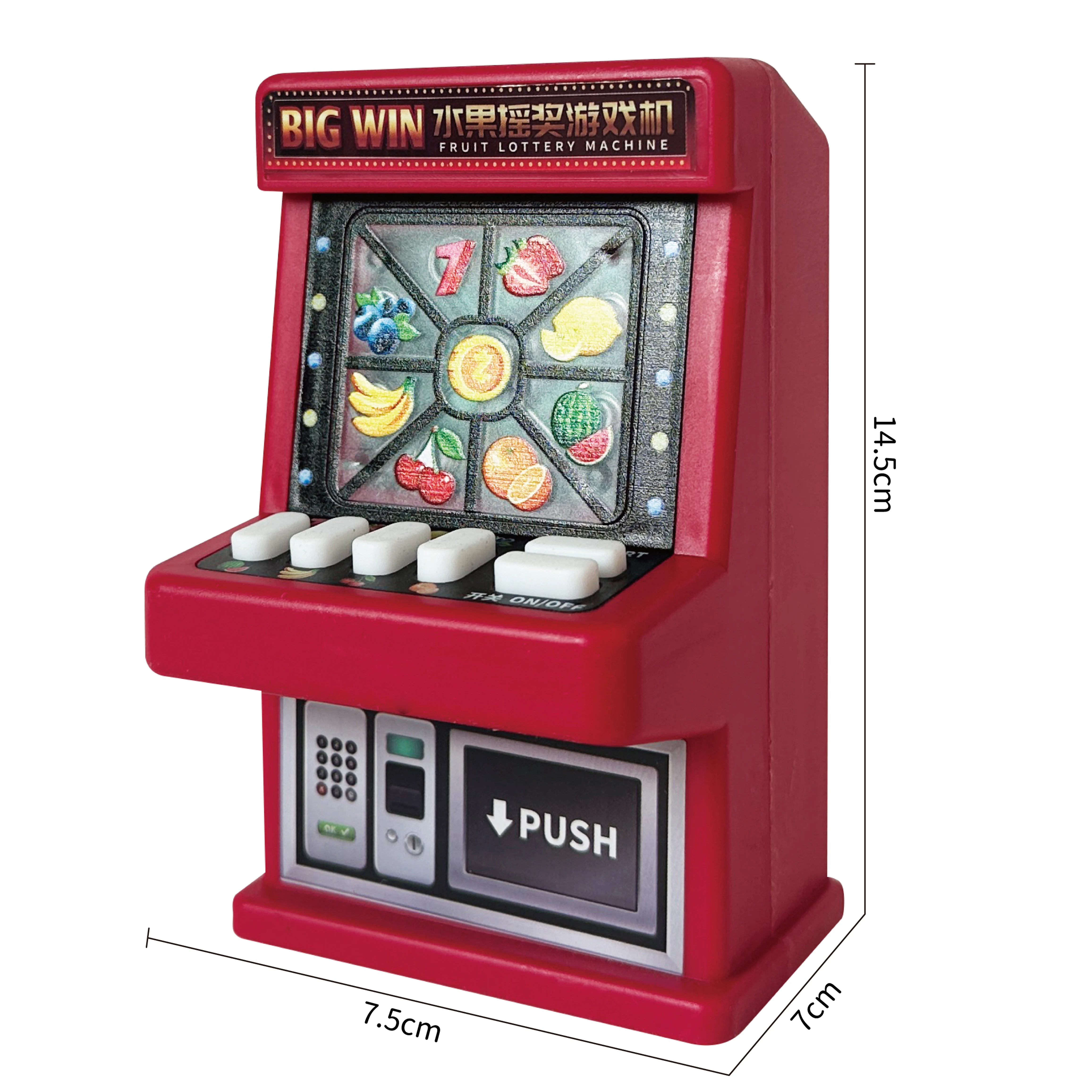 2023 New Arrival Game Machine For Children Fruit Shaking Machine Mini Slot Toys Fruit Lottery Handheld Game With 8 Coins