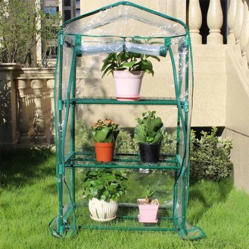
Garden 3 Tier Greenhouse Outdoor Gardening Hot House with Zippered Cover and Metal Shelves Garden Greenhouse 