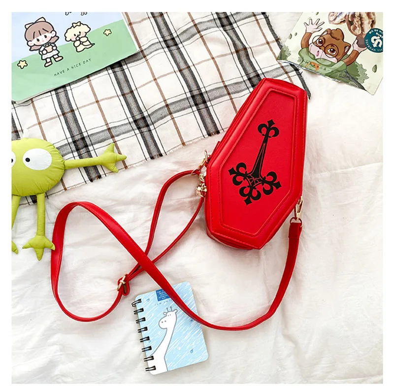 American Fashion Retro Dark Department Personality Cross Coffin Female Tide Pu Crossbody  Shoulder Bag Female