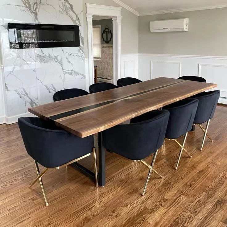 Professional 2024 New Furniture Wood Top with Metal Legs Kitchen Dining Wooden Restaurant Table