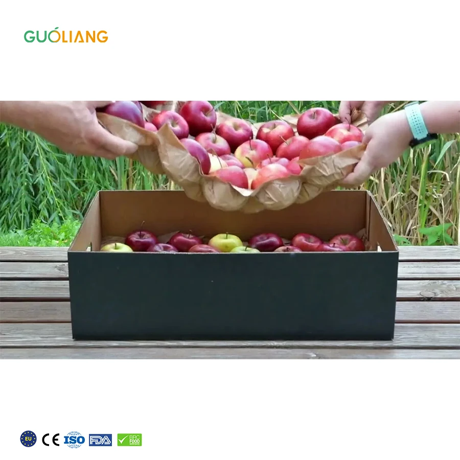 Pink Fruit Tray Packaging Liner Kraft Paper Dry Fruit Insert Tray For Packing Tomato Avocado