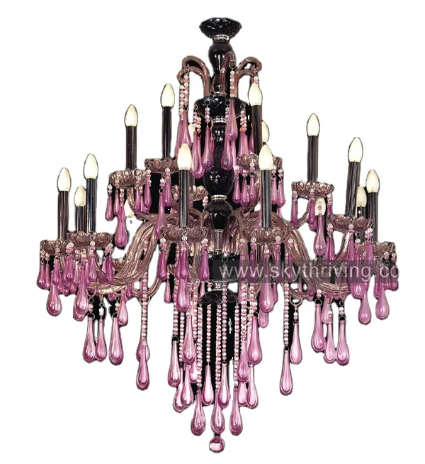 purple glass drop lamp lighting glass ball fixtures led chandelier