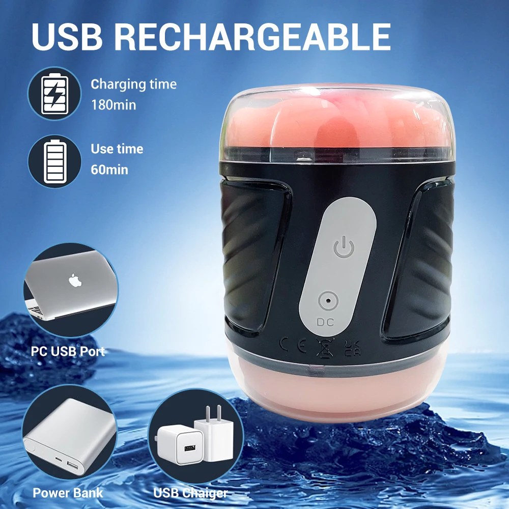 Body Safe Automatic Realistic Dual-Sleeve Vibrating Hand Free Pocket Pussy Vibrator Sex Toy Stroker