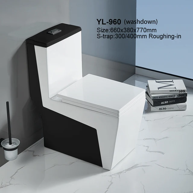 Creative Design Floor Stand Inodoro Washdown Square Toilets Porcelain Ceramic White Black Toilet Bowl