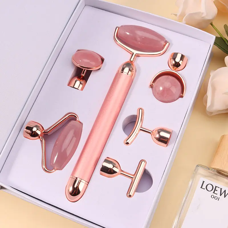 Natural Jade Roller For Face 6 in 1 Facial Beauty Roller Skin Care Tools