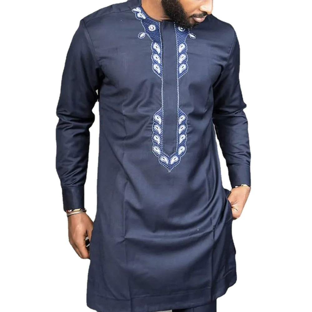 Hot selling Mens African Fashion Long Sleeve Gold Print Dashiki and Pants Outfit Man Traditional Shirts Collection