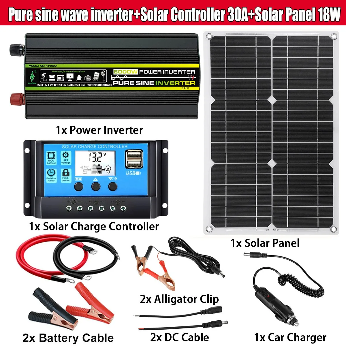 Pure wave inverter Smart Solar Charge Controller DC12V To 220V 110V Auto detective Solar System Inverter Controller Solar Panel