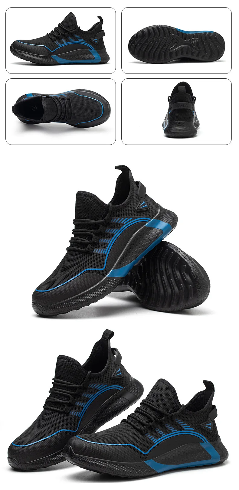 Safety Anti-smashing Steel Toe Puncture Proof Construction Lightweight Breathable Sneakers Women Men Work Safety Shoe