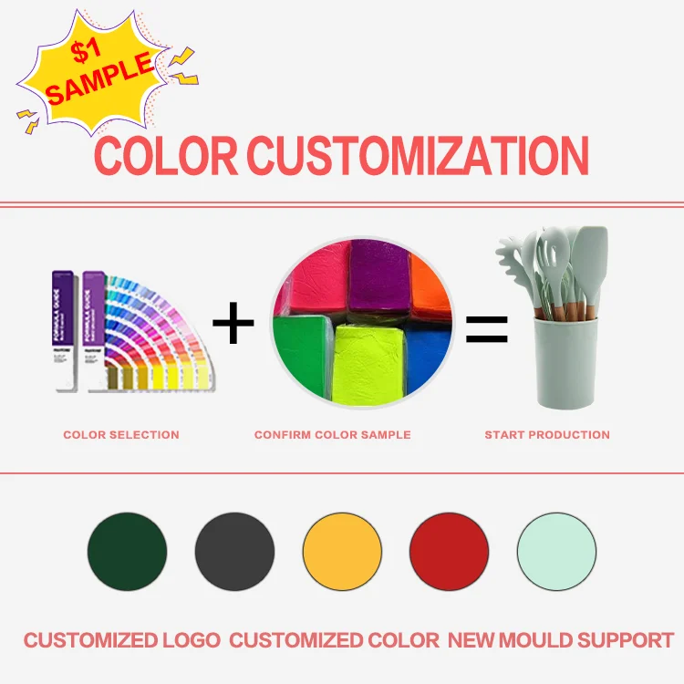 12Pcs Colorful Silicone Tongs Camping Kitchenware Cookware Cooking Tools Kitchen Accessories Utensils Set With Wooden Handle