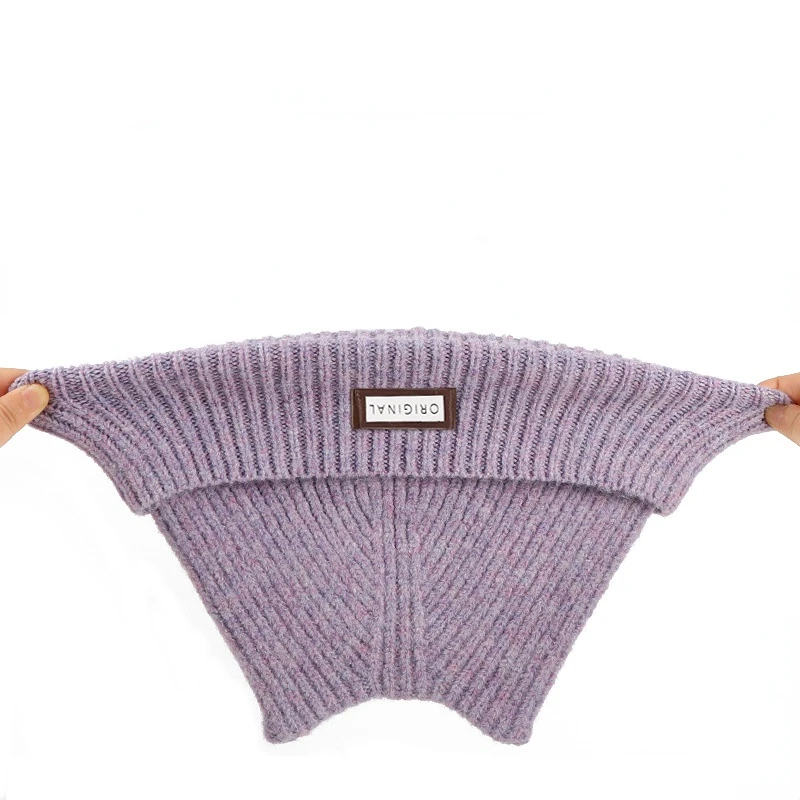 FF3081 Cuff Fleece Wool Knitted Beanie Hats with Ear Warm Knit Skull Cap Custom LOGO Patch Embroidery Winter Hats Women Beanie