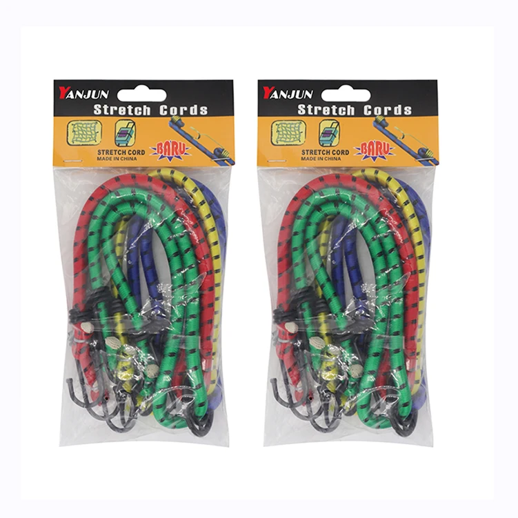 Professional made outdoor high elastic safety rubber and polyester woven bungee cord