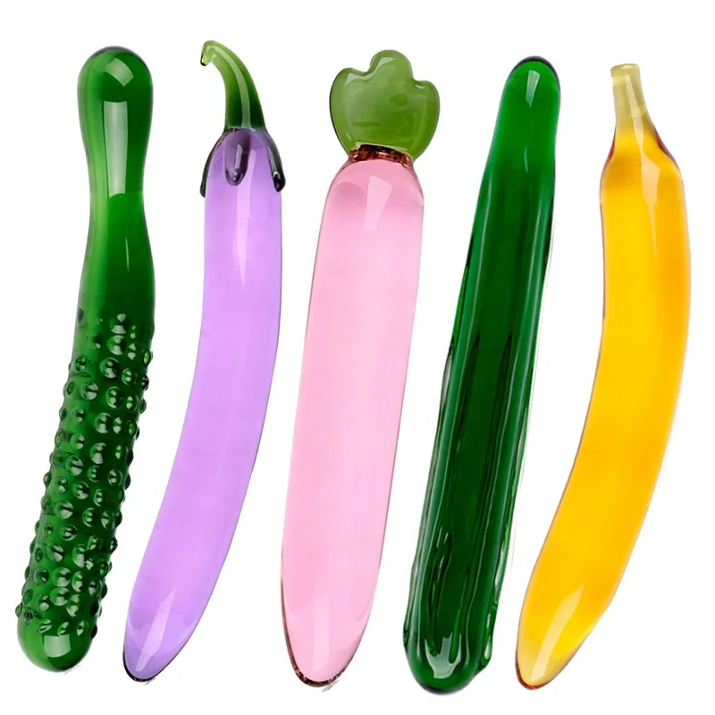 5 pcs Cucumber Carrot Male Female  Anal Vagina Masturbator Glass Dildo G Spot Crystal Dildo Wand