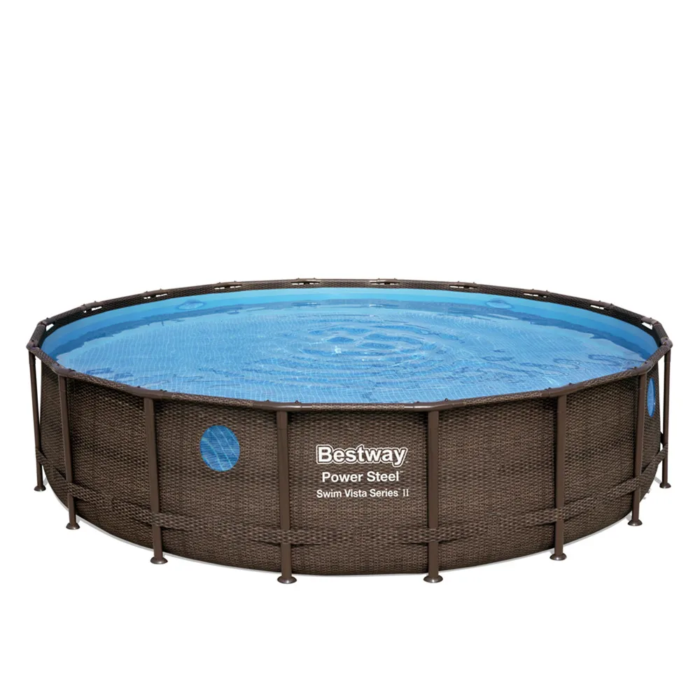 Bestway-56977 Power Steel Swim Vista Series Ii Above Ground Pool Set Round Frame Swimming Pool