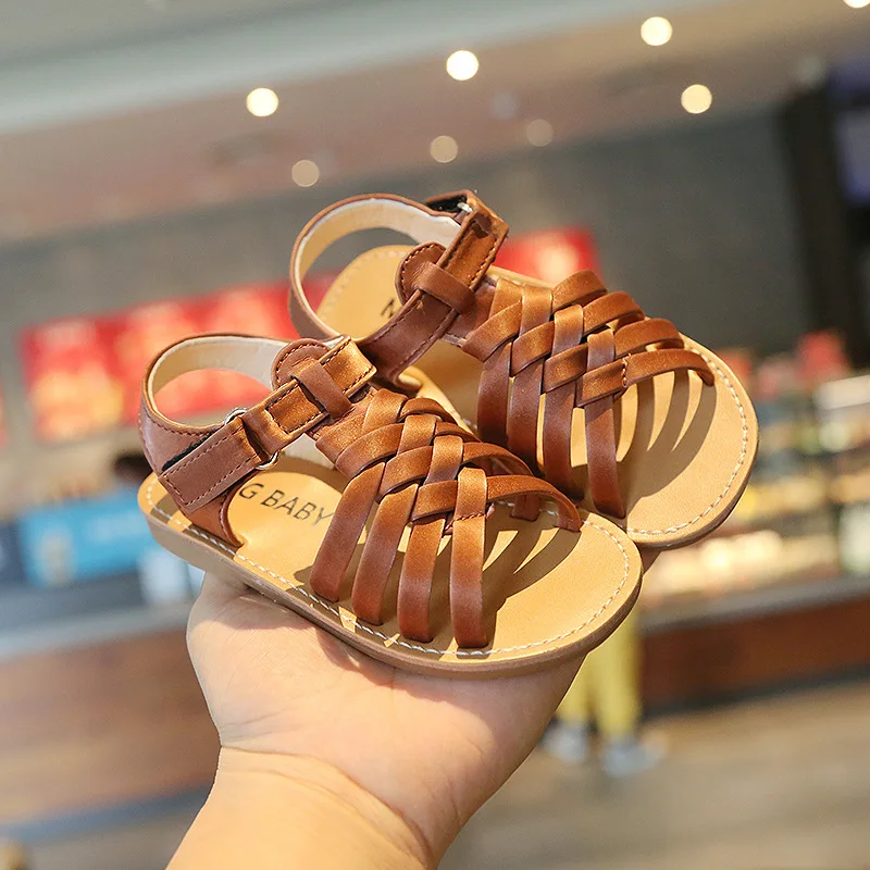 Eco Friendly Casual Boys Shoes Girls Heel Brown Kids Summer Beach Sandals