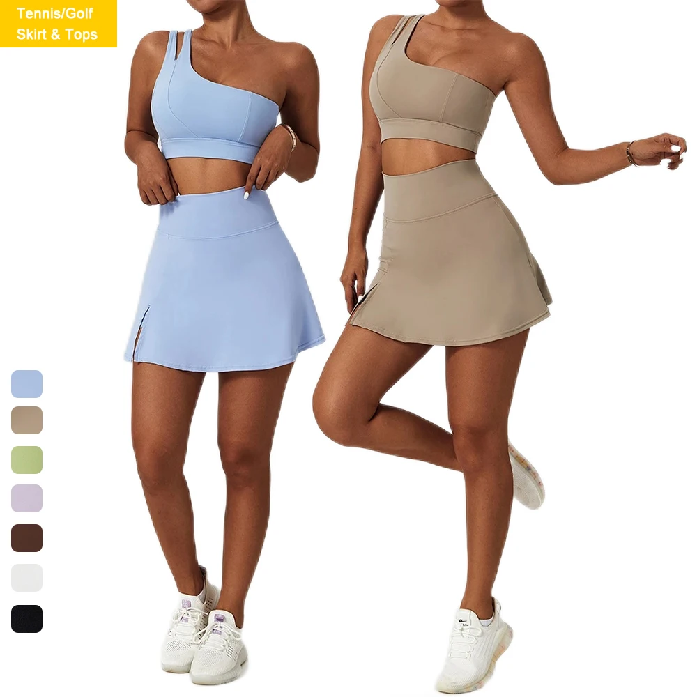 Gym Tops Pants Clothing Black Mini Dresses Golf 2 Outfits Two Piece Sport Short Tennis Wear Ladies Womens Skirts Sets For Girls