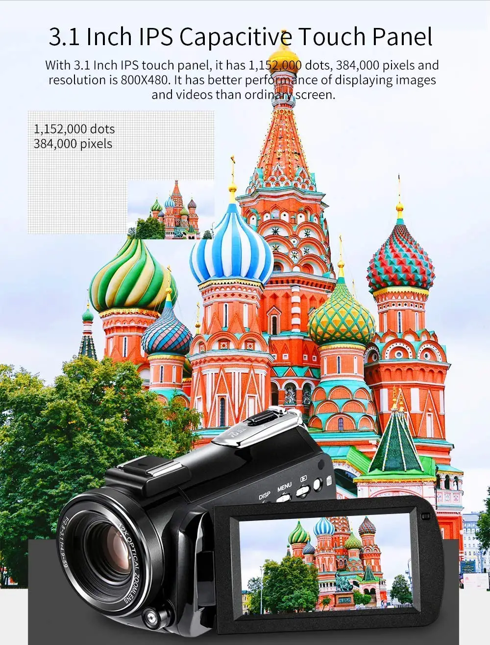 Цифровая видеокамера с оптическим зумом AC5 12X Ultra HD 4k WiFI 3,1 дюймов IPS сенсорная панель