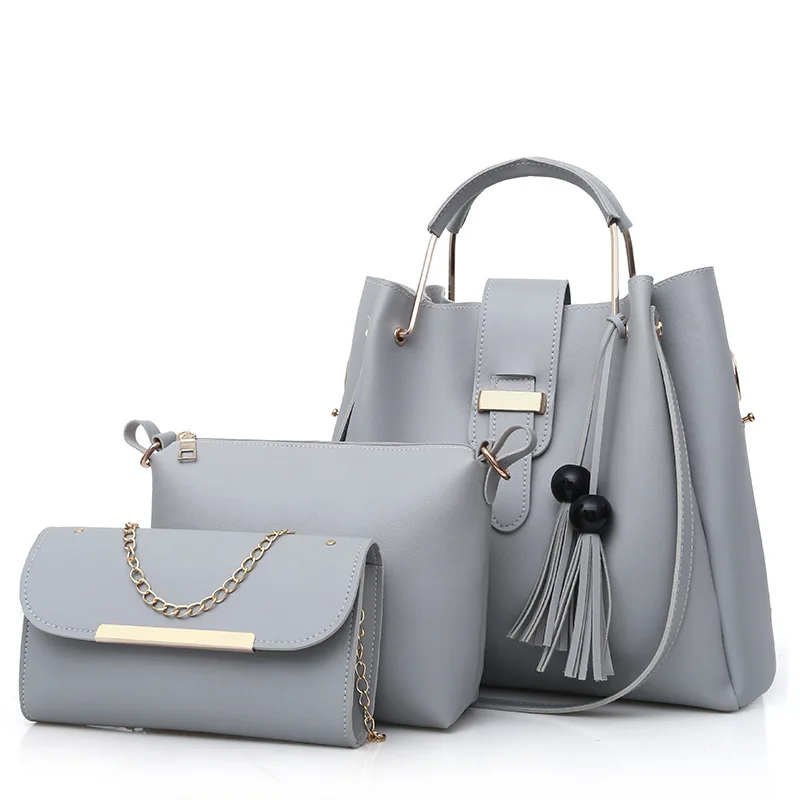 
2020 Factory Supply Pu Leather Tote Bag Woman Designer Handbag 3 in 1 Set Bag Handbag with stylish And Leisure 