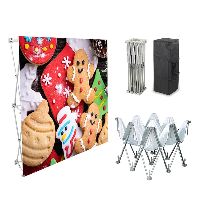 Portable Pop Up 3*3 4*3 Stand Exhibition Wall Banner Advertising Pop Up Wall Display Backdrop