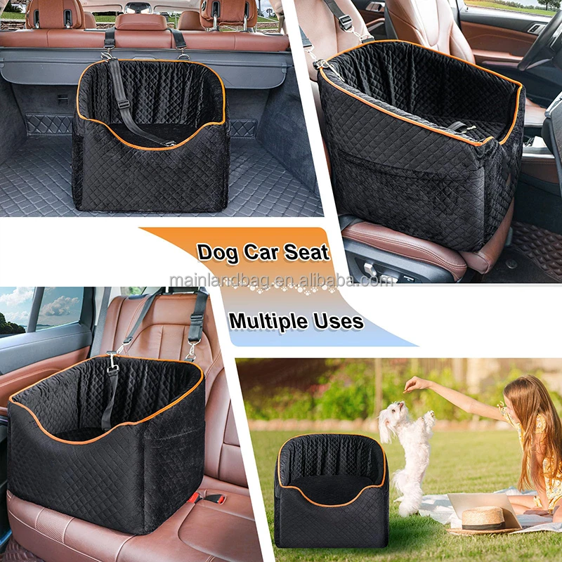 Dog Car Seat Memory Foam Booster Dog Seat for Dogs up to 35 lbs Pet Car Seat Travel Safety Washable Removable Cover Pet Bag