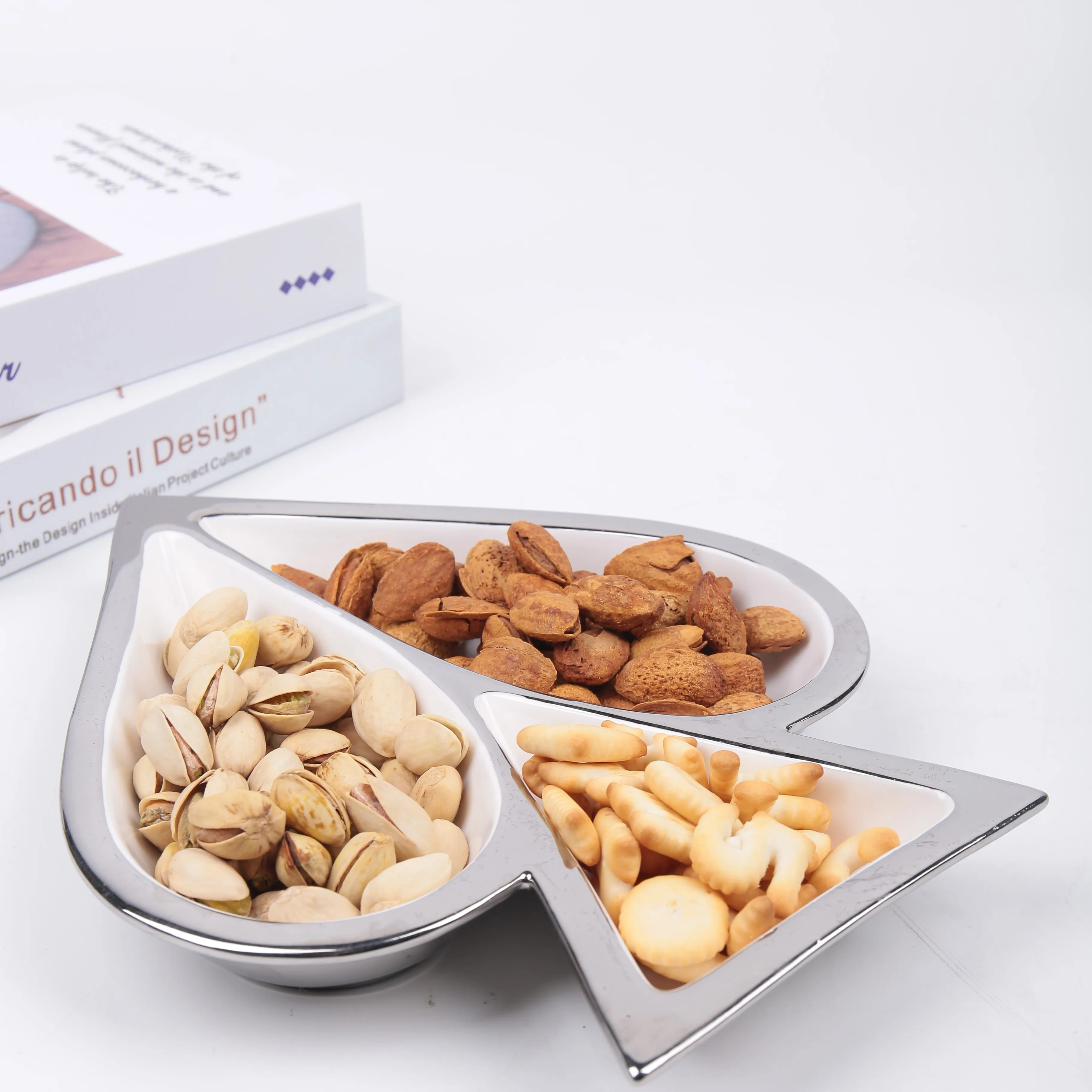 Wholesale Home Restaurant Irregular Custom Logo Ceramic Tableware Nut Snack Dish Plate