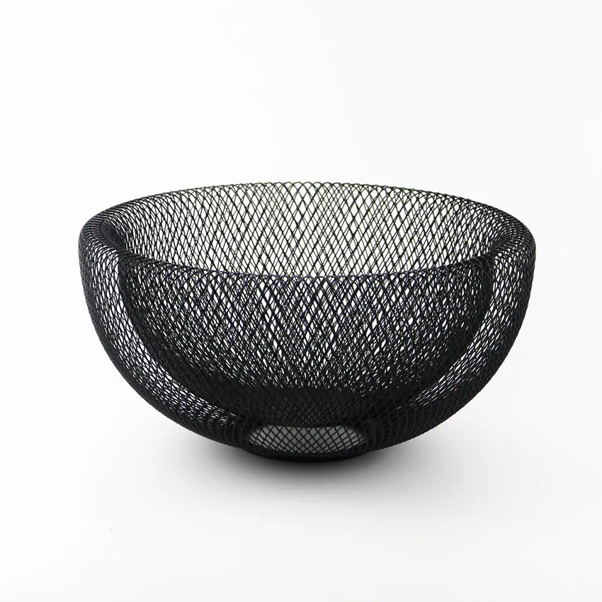 Household Kitchen Metal Small Wire Black Empty Fruit Basket Wire Mesh Vegetable Fruit Basket
